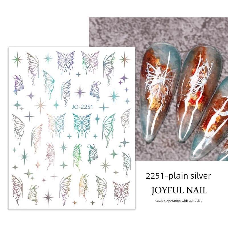 

Fancy Butterfly Decorations with Adhesive Tape Nail Sticker 2251-plain silver