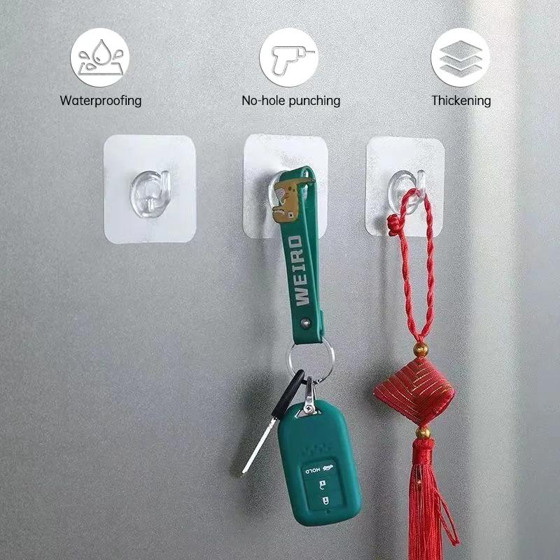5-100pcs Self-Adhesive Small Wall Hooks Transparent Wall Hooks for Kitchen and Bath Heavy Duty Waterproof Reusable Stickers