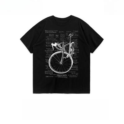 2025 Sommer Fahrradmuster Bedruckte T-Shirts für Damen und Herren Reine Baumwolle Atmungsaktiv Schnelltrocknend Kurzarm Oberteil Tee