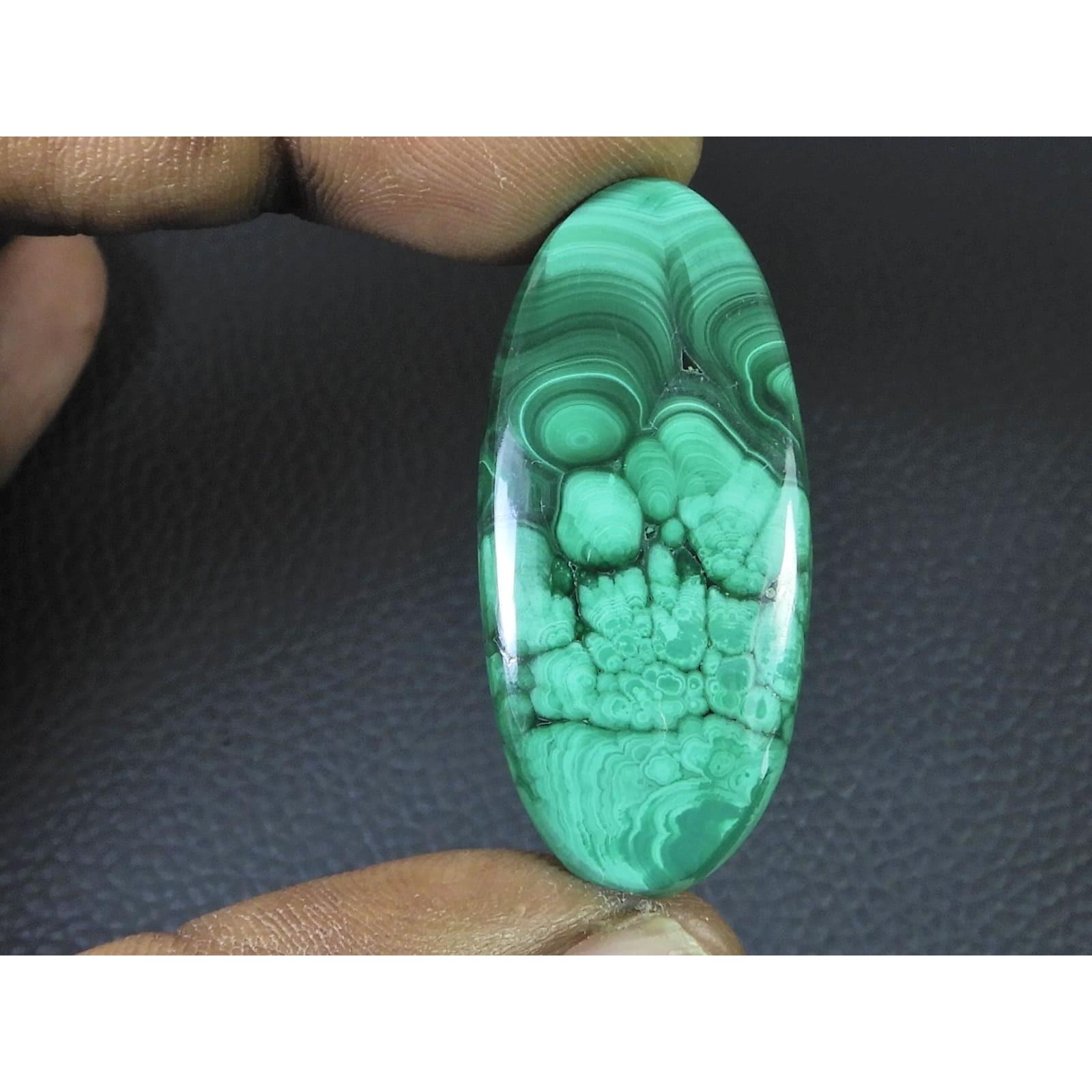 18X42X4MM Natural Malachite Flower Design Oval Cabochon Loose Gemstone 45Cts D-483