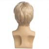 Mens Curly Wig Short Blonde Wig With Bangs Layered Wave Synthetic Hair for Male Cosplay Daily Heat Resistant Fibre Wig