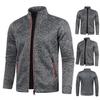 Stand Collar Long Sleeves Pockets Zipper Placket Sweatshirt Coat Men Spring Autumn Solid Color Plus Size Sport Outerwear