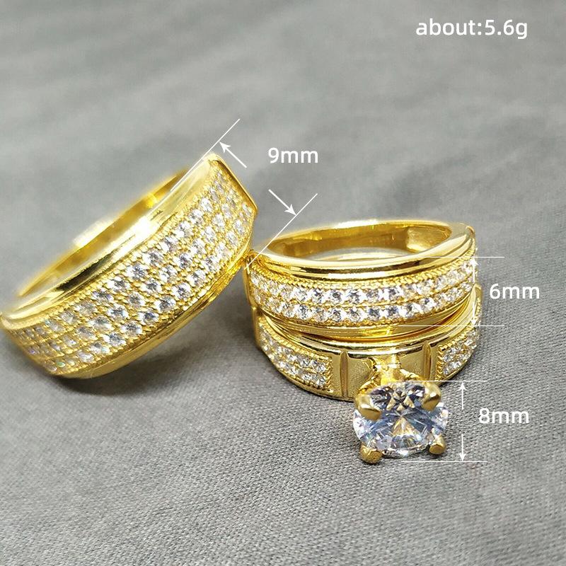 Cao Shi Inele de Nuntă și de Vacanță pentru Cupluri, Modă Europeană și Americană - Cadou Romantic de Ziua de Naștere, Set din Trei Piese, Cel Mai Bine Vândut.