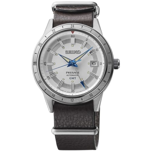 

Seiko Presage Style 60s GMT 110th Anniversary Limited Edition Automatic Watch SSK015J1, Retro.