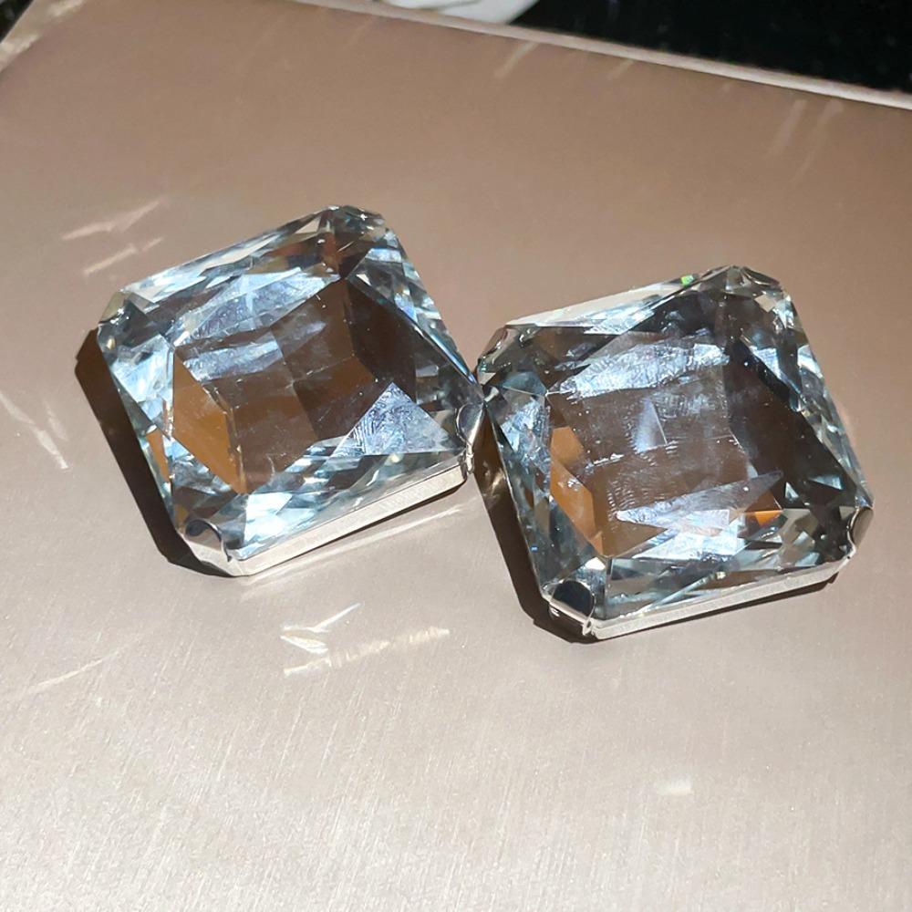 Large Size Square Rhinestone Earrings Square Shape Crystal Earrings New Large Crystal Ear Stud