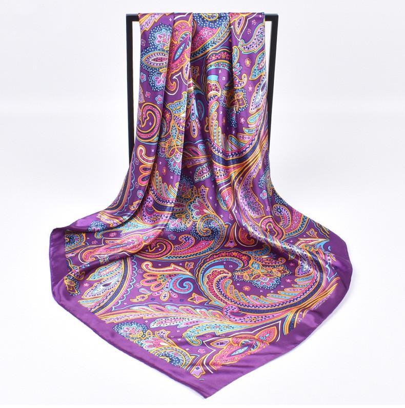 High Quality Silk Scarves Women Square Satin Hijab Scarf Plain Handkerchief Shawls Wraps Head Female Headband Islamic Bandanna