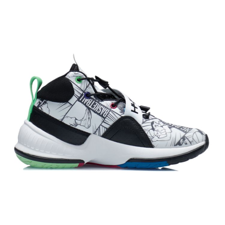 Li Ning Youth Pioneer TD Non-Slip Shock Absorbing Wear-Resistant Low-Top Basketball Shoes Kids sneaker White Black YKBR054-11