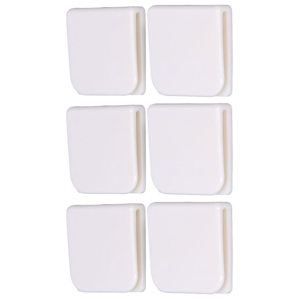 6Pcs Set Shower Splash Curtain Clips White Self Adhesive 4.5x5cm for Home Bathroom Bedroom Living Room Kitchen