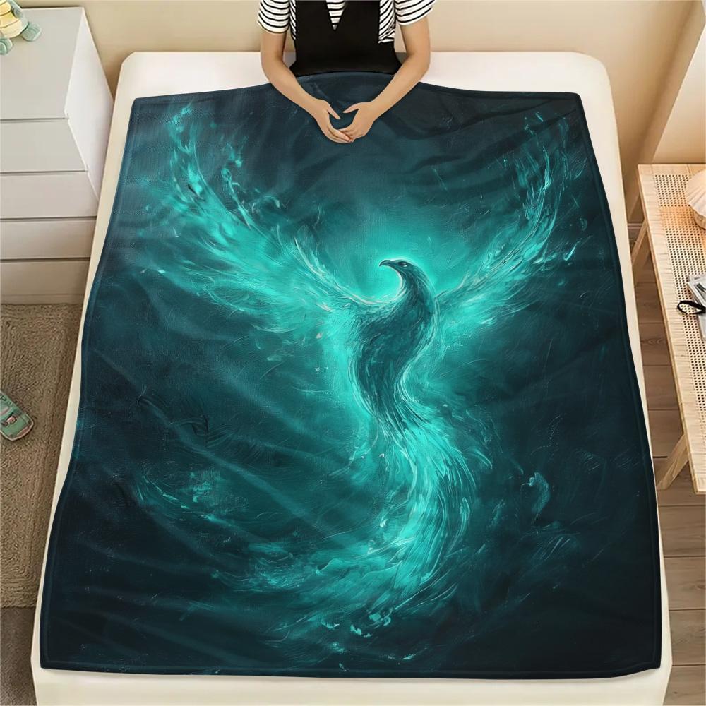 Sparkling Phoenix  Print Flannel Blanket, High quality Comfortable for All Seasons, Home Decor, Warmth and Comfort