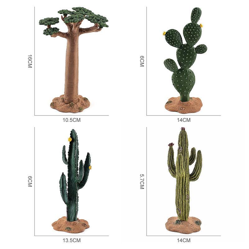 Realistic Pvc Animal Model Scene Decor Tropical Desert Trees Cactus And Baobab Tree Set