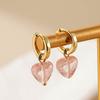 Heart Pink Stylish Crystal Earrings For Women Creative Fashion Jewelry