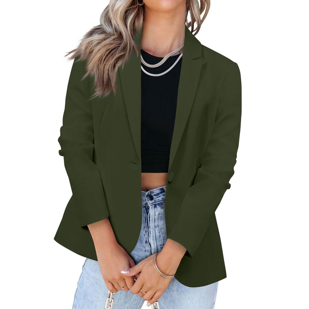 Women's Solid Color Casual Long Sleeve Cardigan Pocket Casual Jacket Suit Jacket