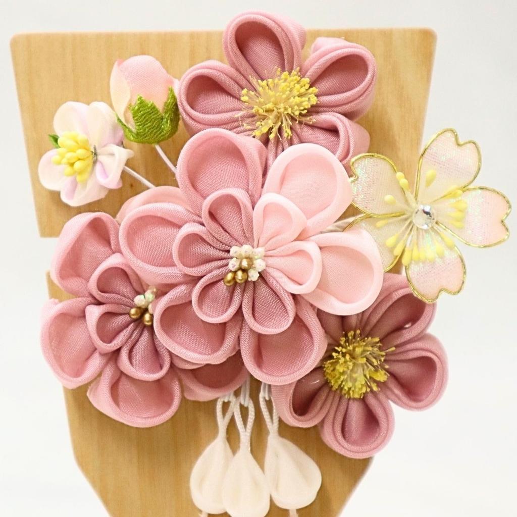 Hagoita Hair Ornament Dull Plum with 21cm for Girls Tsumami-zaiku Hagoita, (Peach) Design, 3-61, Stand, Tall,