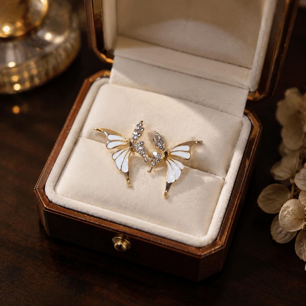 Sweet Butterfly Stud Earrings Light Luxury Women's Small Earrings Elegant Zircon Earrings Daily