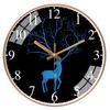 Blue Deer Wall Clock Rose Gold Frame Abstract Galaxy Deer with Tree Antlers Design for Living Room Bedroom Kitchen Home Decor