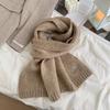 Korean Version Containing Wool Knitted Wool Solid Color Scarf for Women in Winter Thickened and Warm Versatile High End Cold Proof Scarf Trendy