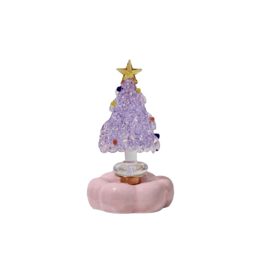 Miniature Christmas Tree Ornament Handcrafted Glass Sculpture  Living Room Decoration