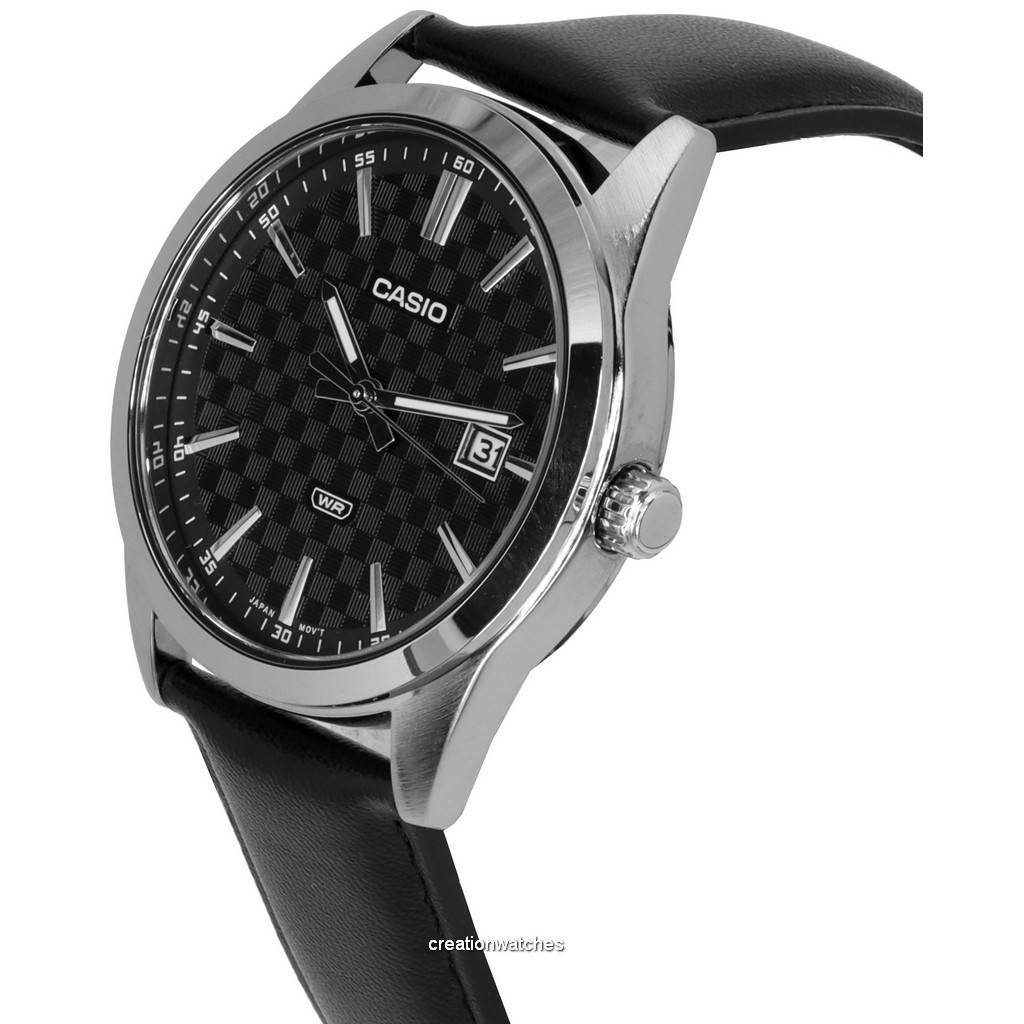 Casio Analog Leather Strap Black Dial Quartz MTP-VD03L-1A MTPVD03L-1 Men's Watch