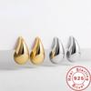 925 Silver 18K Gold Plated Chunky Dome Water Drop Earring for Women Vintage Glossy Thick Teardrop Hoop Earrings Jewelry