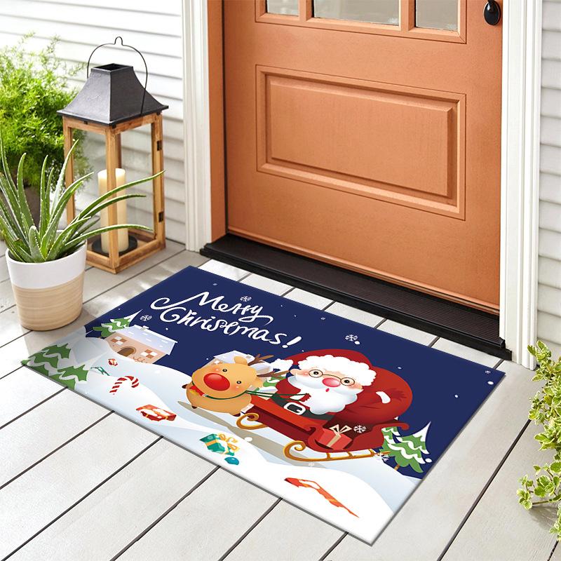 Christmas Crystal Velvet Door Mat: Dirt-Resistant, Easy-Care Entryway Foot Pad