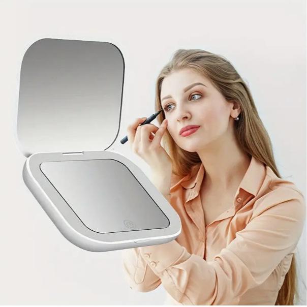 Portable LED Lighted Makeup Mirror - Travel-Friendly, Handheld, Folding Beauty Mirror for Touch-Ups
