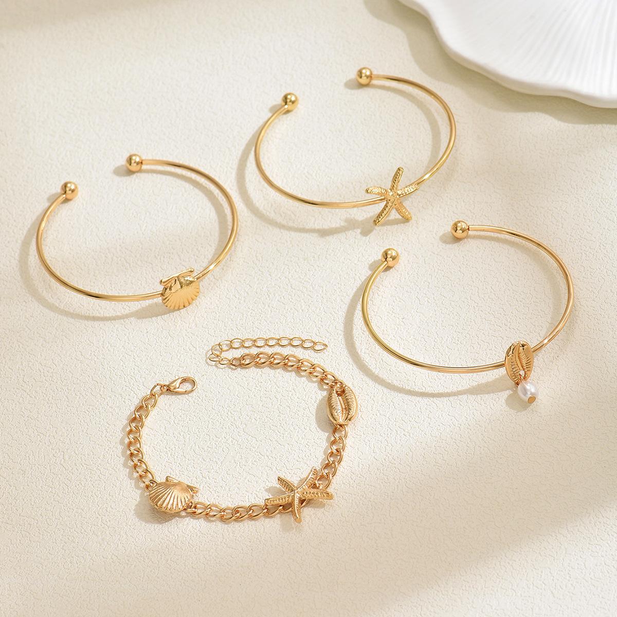 Ocean Wind Bracelet Set European and American Jewelry Shell Starfish Temperament Versatile Design Sense Opening Bracelet