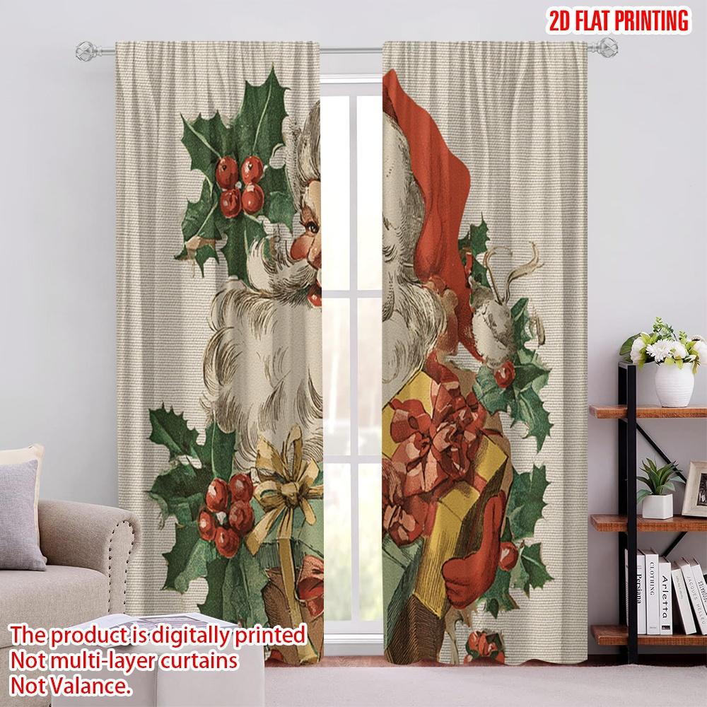 

2pcs,2D plane printing Curtains&Window Treatment Santa Claus with Presents Polyester Fabric (without rod) Art Deco Festive for 52.50 × 116.00 cm 2 pcs