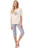 Women's Pajamas with Embroidered Flower Pattern LNS 744 LNS 744 A23 WOMEN'S PAJAMAS Beige/blue M