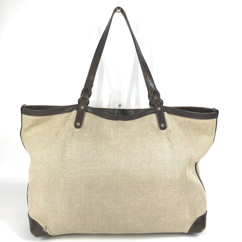 Gucci 247207 With Porch Logo Tote Bag Shoulder Bag Leather/Canvas Beige/Brown