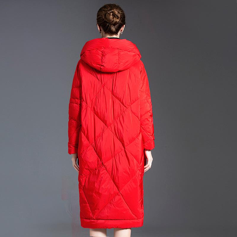 European Station Hooded Down Jacket Women's Winter Clothing New Loose Medium and Long Long Sleeve Large Size Thickened Down Jacket