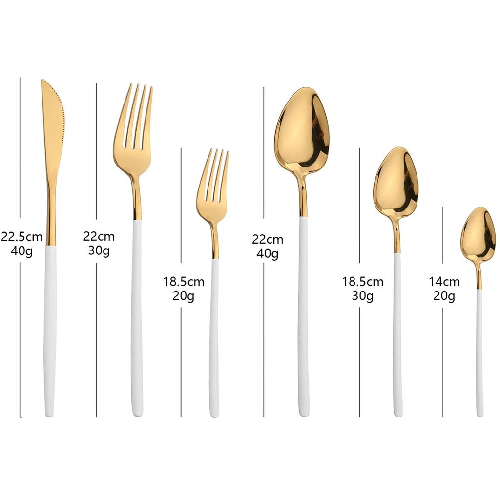 36Pcs Gold Cutlery Set Knife Fork Spoon Dinnerware Set Stainless Steel Tableware Western Flatware Mirror Kitchen Silverware Set
