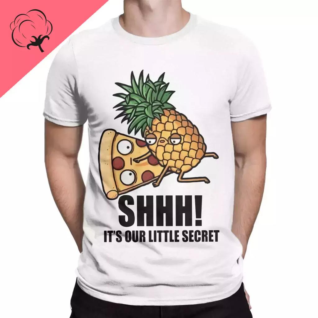 Novelty Short Sleeve Crew Neck T-shirt Boys Girls Pineapple Pizza T-shirt Hawaiian Pizza Is A Delicious Cotton T-shirt