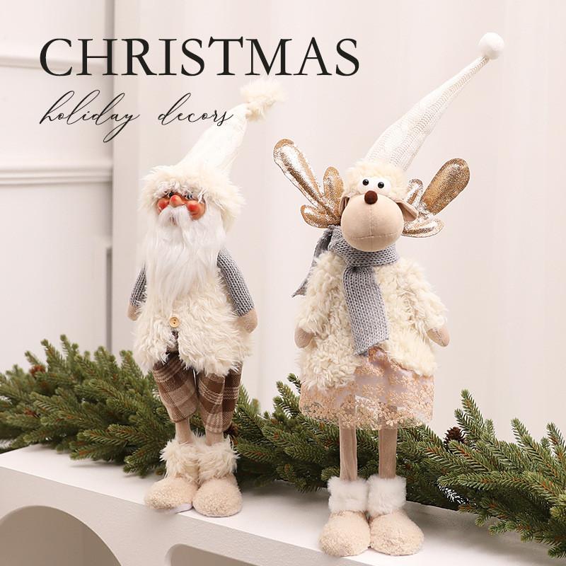 Juldekoration Figur med Stående Jultomte och Älg för Festlig Heminredning