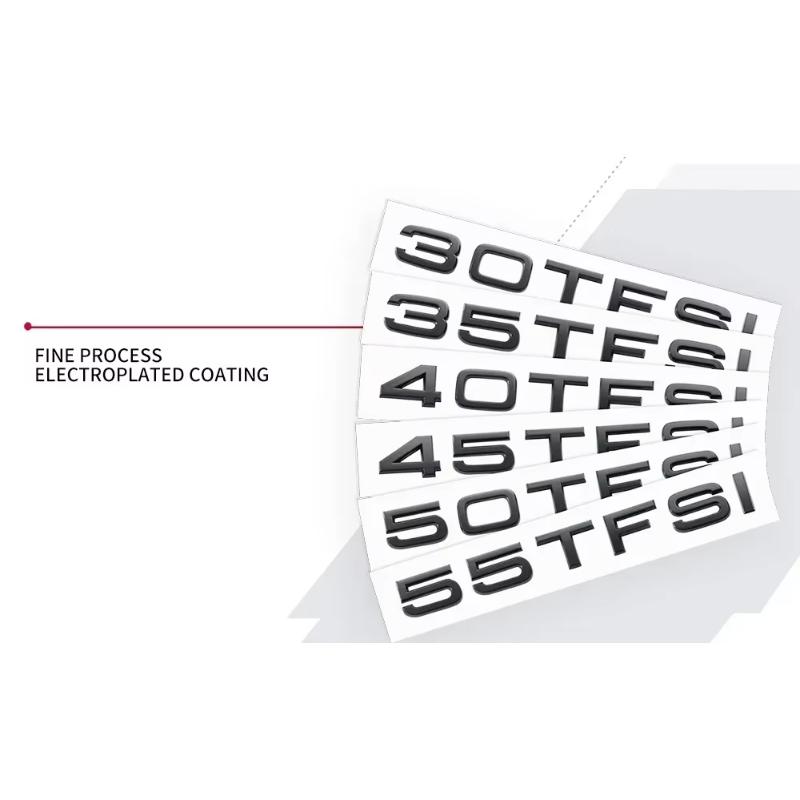 For 2s Chrome Black 3D Letters 30TFSI 35TFSI 40TFSI 45TFSI 50TFSI 55TFSI Rear Trunk Emblem Badge Sticker Car AcessoriesA1