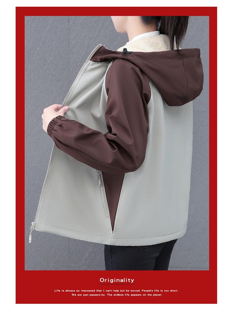 2024 Women's Fleece-Lined Cotton Coat: Autumn/Winter Windbreaker for Middle-Aged Moms, Plus Size