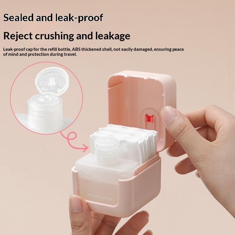1 Set Travel Makeup Remover Case Leak Proof Integrated Storage Box For Cotton Pads And Remover Liquid Outdoor Cosmetic Container
