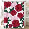 Vintage Floral Shower Curtain, Retro Decorative Bath Matting Waterproof Fabric Print Bathroom Accessories Pink Red Blossoms 3D D