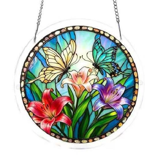 Acrylic Jigsaw Puzzle Suncatcher 83 Pcs DIY Puzzles Craft Kit for Adults Colorful Window Hanging Ornament for Women Men Home Garden Decor