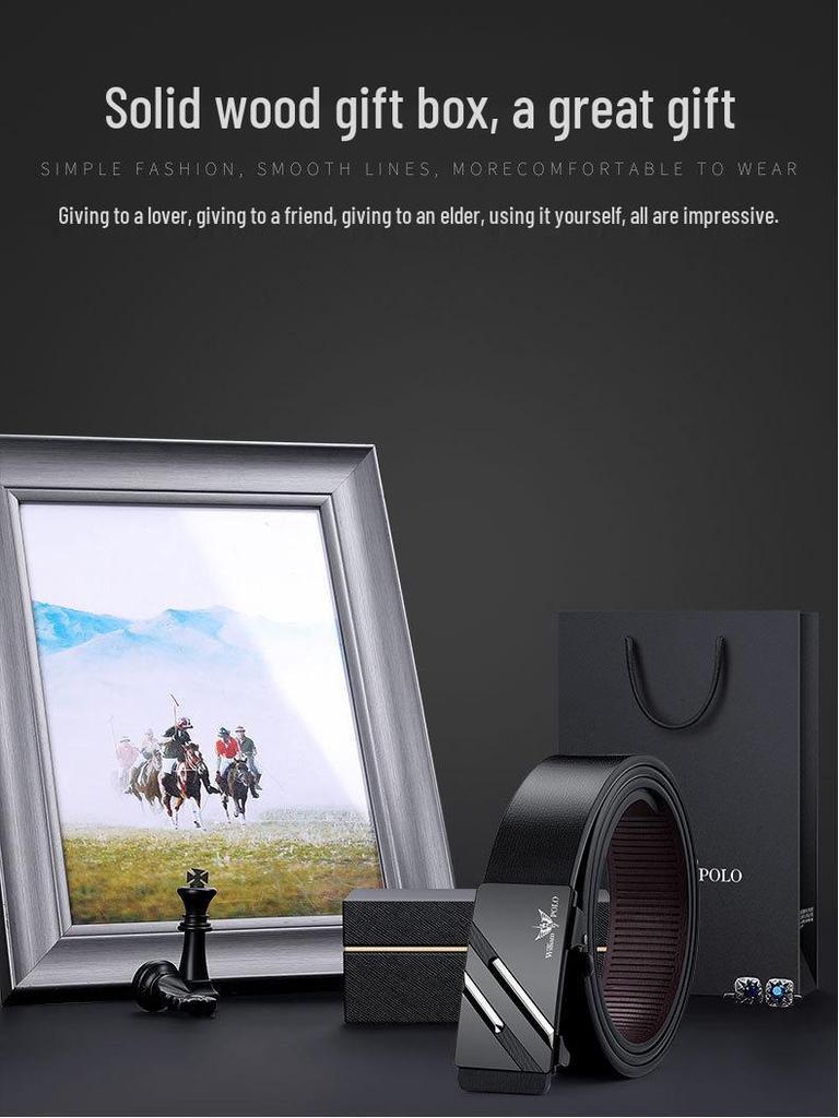 Emperor Paul Men's Genuine Leather Automatic Buckle Belt - Youth Minimalist Design