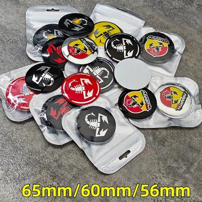 4 pièces 3D 56mm 60mm 65mm Cache-moyeu de roue de voiture Pour Fiat Abarth 500 Badge Emblème Cache-moyeu Autocollant Logo de voiture Accessoires