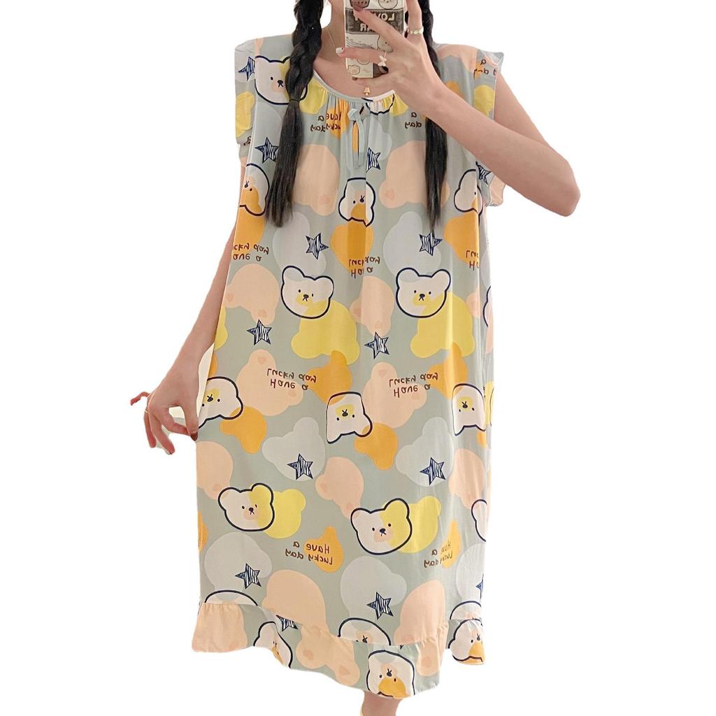 Women's Cotton Silk Camisole Pajama Dress - Summer, Loose Fit, Cute Japanese Style, Sexy and Thin, Perfect for Students