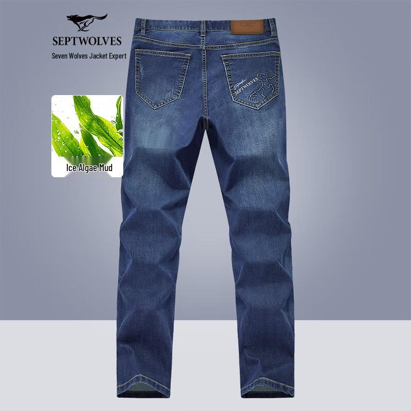 

SEPTWOLVES Мужские джинсы слим прямого кроя стрейч в стиле бизнес-кэжуал 34