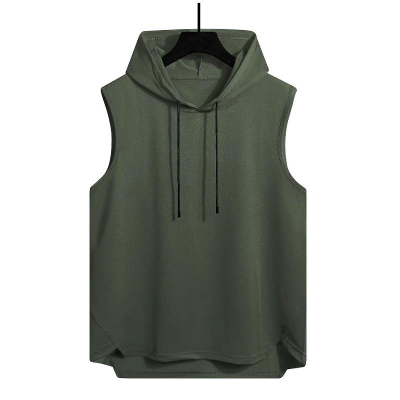 Canotta con Cappuccio Senza Maniche da Uomo Casual Vestibilità Larga Streetwear Gilet da Palestra