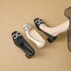 New fashion thick heel square head diamond buckle lady versatile temperament satin surface commuter women's shoes