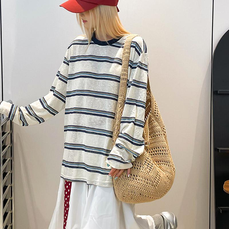 Yogodlns Casual Knitted Tote Bag Women's Summer Fashion Basket Weave Hollow Out Large Capacity Shoulder Bag for Daily Use