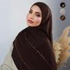 Glitter Shimmer Edge Stretch Shawl Soft Headband Turban New Headscarf  For Women