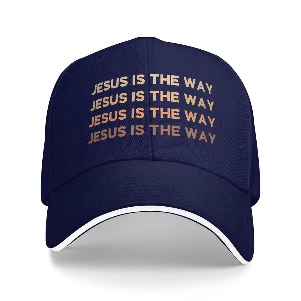 Jesus Is The Way Christian Faith Typography Baseball Caps Hip Hop  Sandwich Hat Unisex Adjustable Sun Cap Outdoor