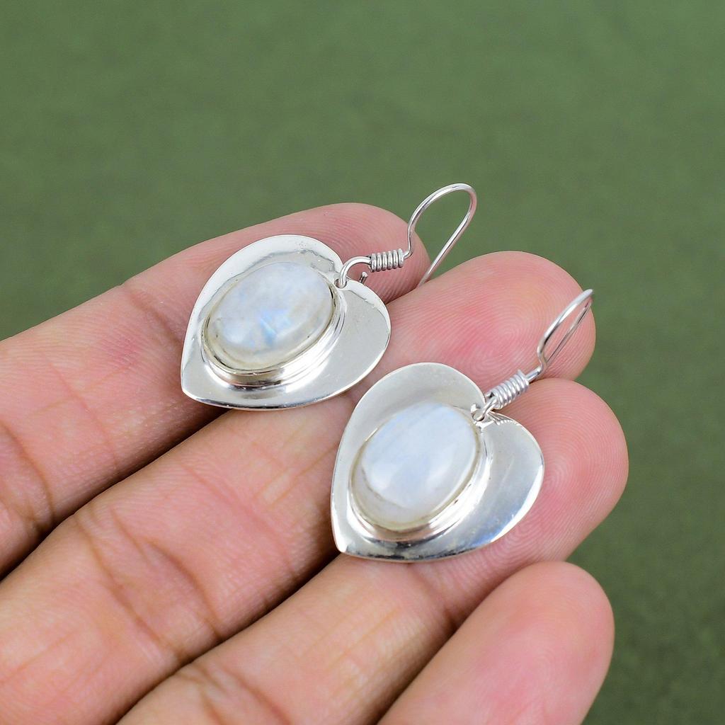 Rainbow Moonstone Earring 925 Sterling Silver Earring Decent Jewelry Beautiful Dangle Earrings Handmade Real Gemstone Earrings Gifts For Her