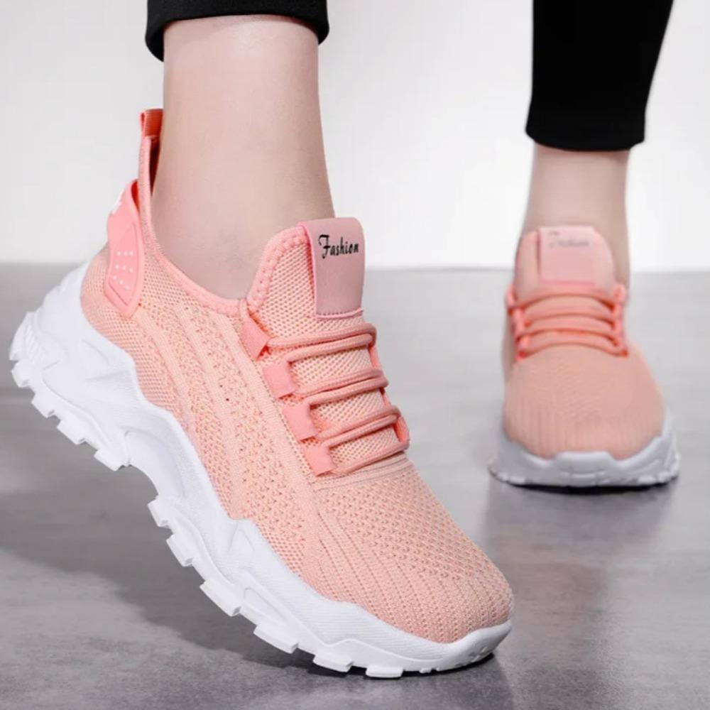 Lässige Ballerinas Sneakers für Damen Rosa Grau Mesh Bequem Tenis Feminino Damen Trainer Damen Plateau Laufschuhe