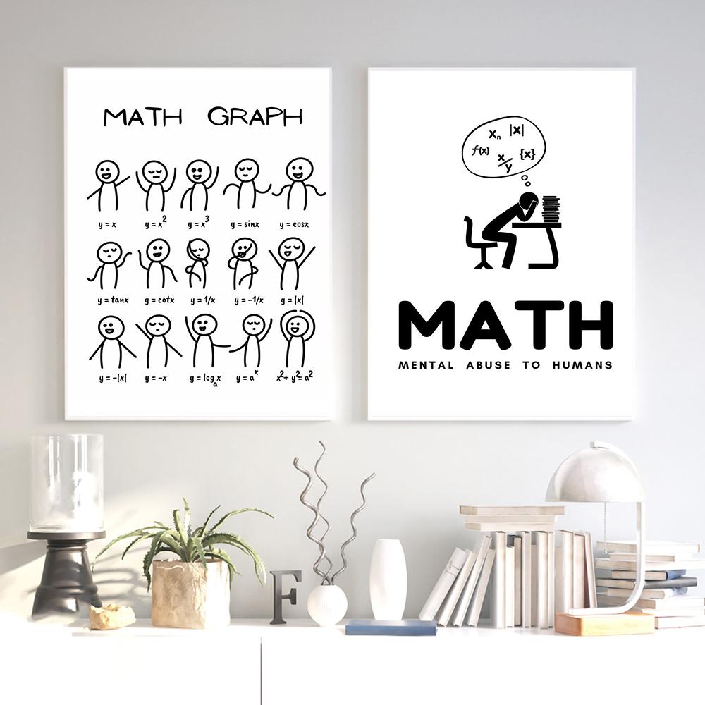 Funny Math Graph Posters and Prints Science Digital Canvas Painting  Kids Wall Art Pictures for Living Room Home Decor No Frame